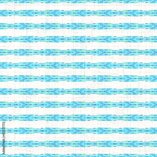 Turquoise blue uneven stripe linen texture background. Seamless mottled textile effect. Distressed aqua dye pattern. Coastal cottage beach decor, modern sailing fashion, soft furnishing repeat cloth