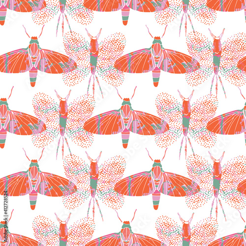 Seamless vector insect pattern, suitable for packaging, fabric design, book cover, gift wrap and other design projects. 
