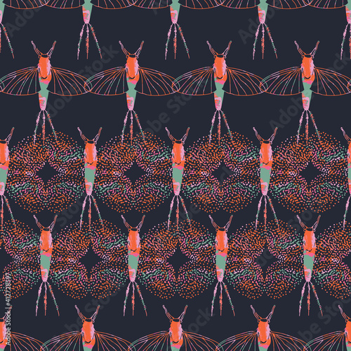 Seamless vector insect pattern, suitable for packaging, fabric design, book cover, gift wrap and other design projects. 