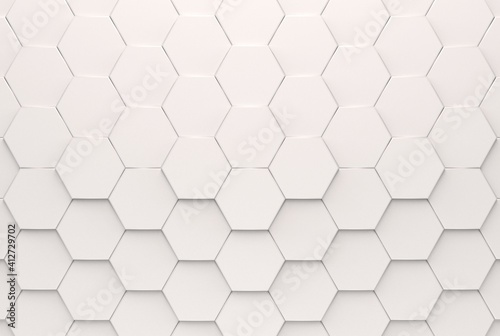 Hexagon background. 3d illustration white hexagon stack.