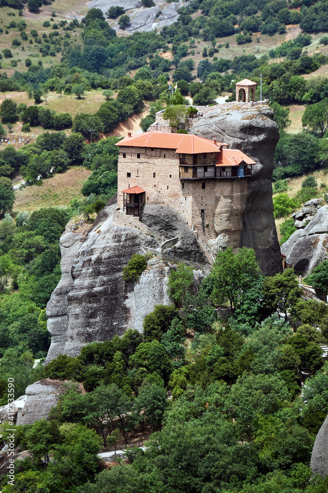 The Orthodox medieval monastery on top rock Meteora