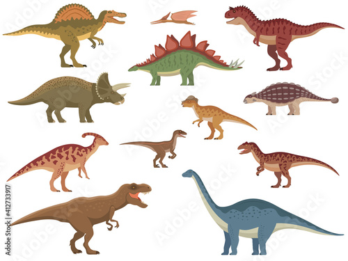 Fototapeta Naklejka Na Ścianę i Meble -  Set of colorful dinosaurs