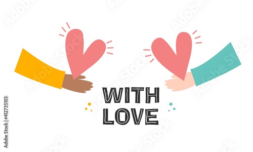 Two hands are holding a heart isolated on a white background. Valentine's Day, a symbol of a romantic holiday