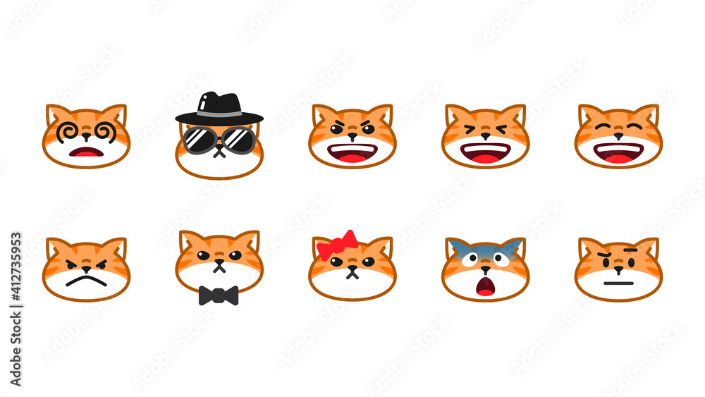 Fototapeta premium Cute cat emoticon set series