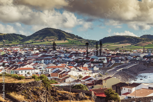 View to the village of Ribeira Grande in the evening, São Miguel - Azores PORTUGAL
