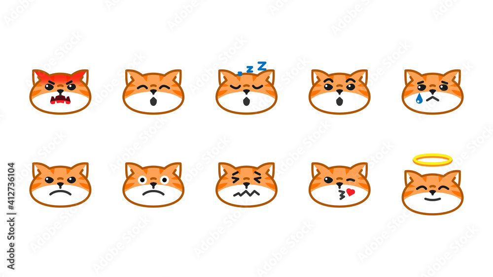 Cute cat emoticon set series Cute cat emoticon set series