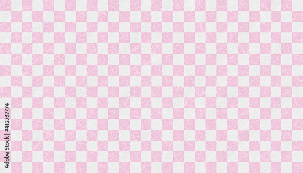Japanese paper checkered pattern. Pink background. 和紙の格子柄。市松模様。ピンク背景 Japanese paper checkered pattern. Pink background. 和紙の格子柄。市松模様。ピンク背景
