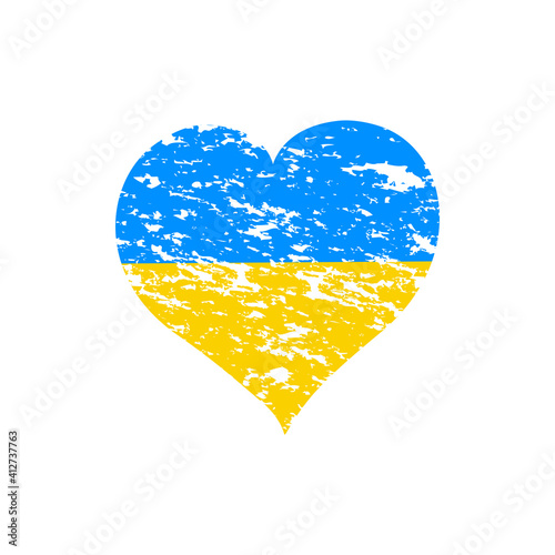 vector illustration of a  Heart with the flag of Ukraine