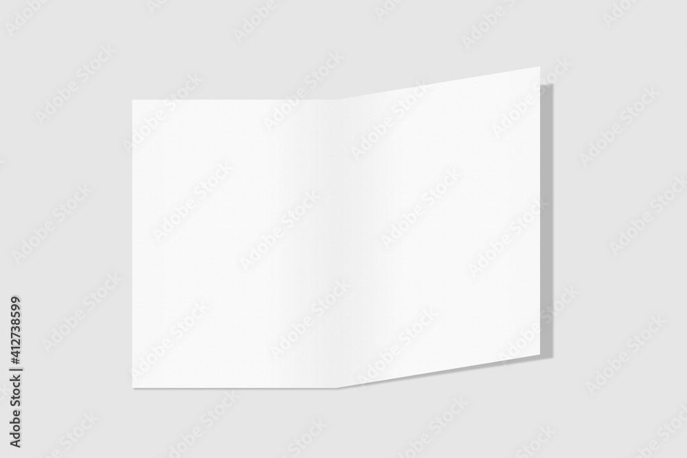 Realistic blank A4 bifold brochure for mockup. Paper illustration. 3D Render.