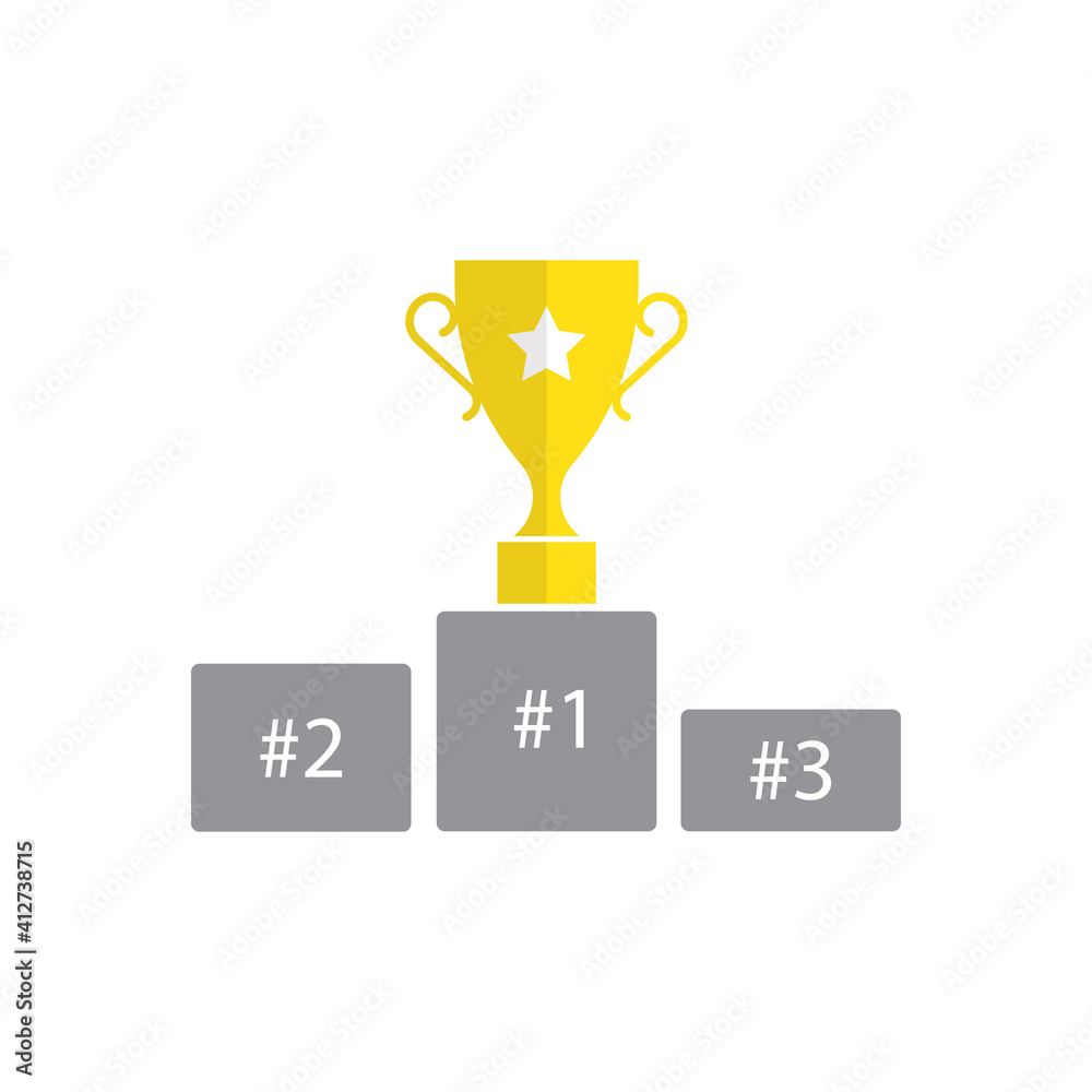 Prize gold trophy icon, vector illustration 