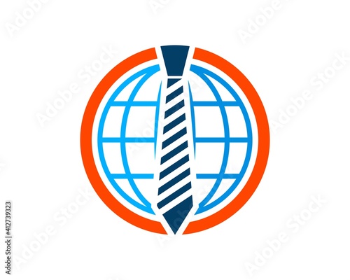 Circle shape with abstract globe and tie inside