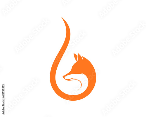 Fox with fire flame shape logo