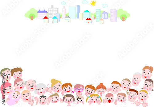 人々アイコンと私たちの暮らす町