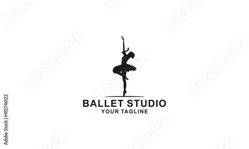 ballet dance illustration logo on white background
