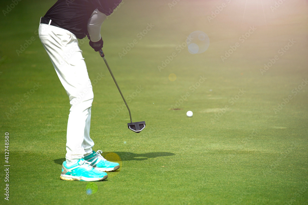 Fototapeta premium golfer putting a ball into the hole