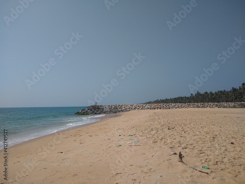 view of the sea from the beach  Muthalapozhi port Thiruvananthapuram Kerala