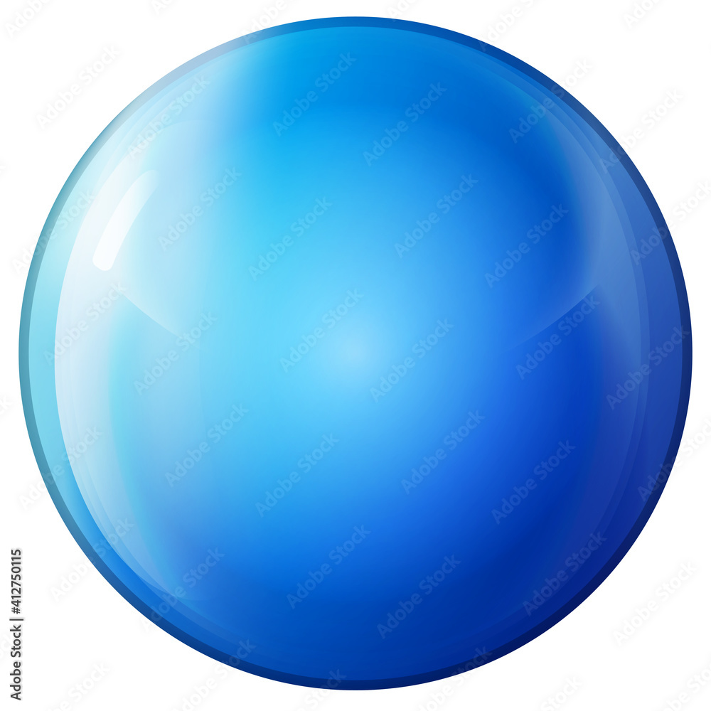 Glass blue ball or precious pearl. Glossy realistic ball, 3D abstract vector illustration highlighted on a white background. Big metal bubble with shadow. Glass blue ball or precious pearl. Glossy realistic ball, 3D abstract vector illustration highlighted on a white background. Big metal bubble with shadow.