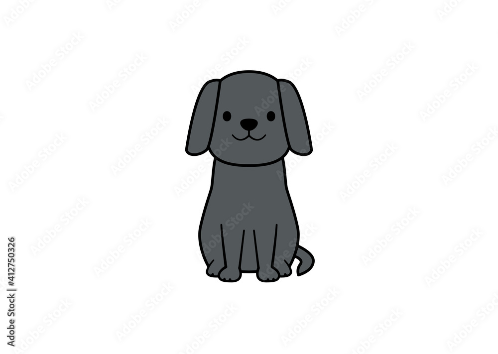 正面を向いて座る犬のイラスト カラー2 Stock Vector Adobe Stock