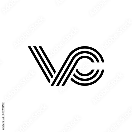 VC letter logo modern monogram, creative, geometric shapes smooth parallel lines