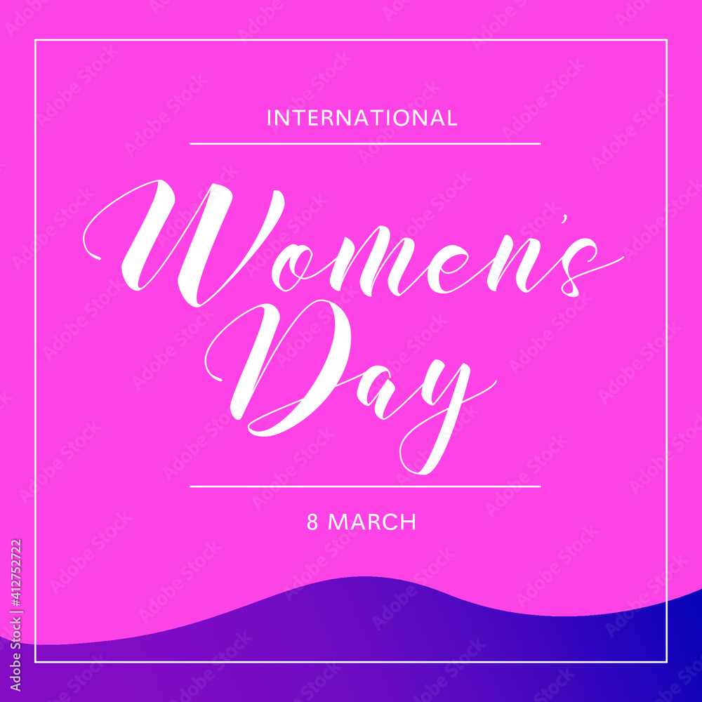 Happy international women's day vector illustration concept, beautiful girl illustration from side view. Square banner. can use for greeting card, poster, landing page, banner, flyer.