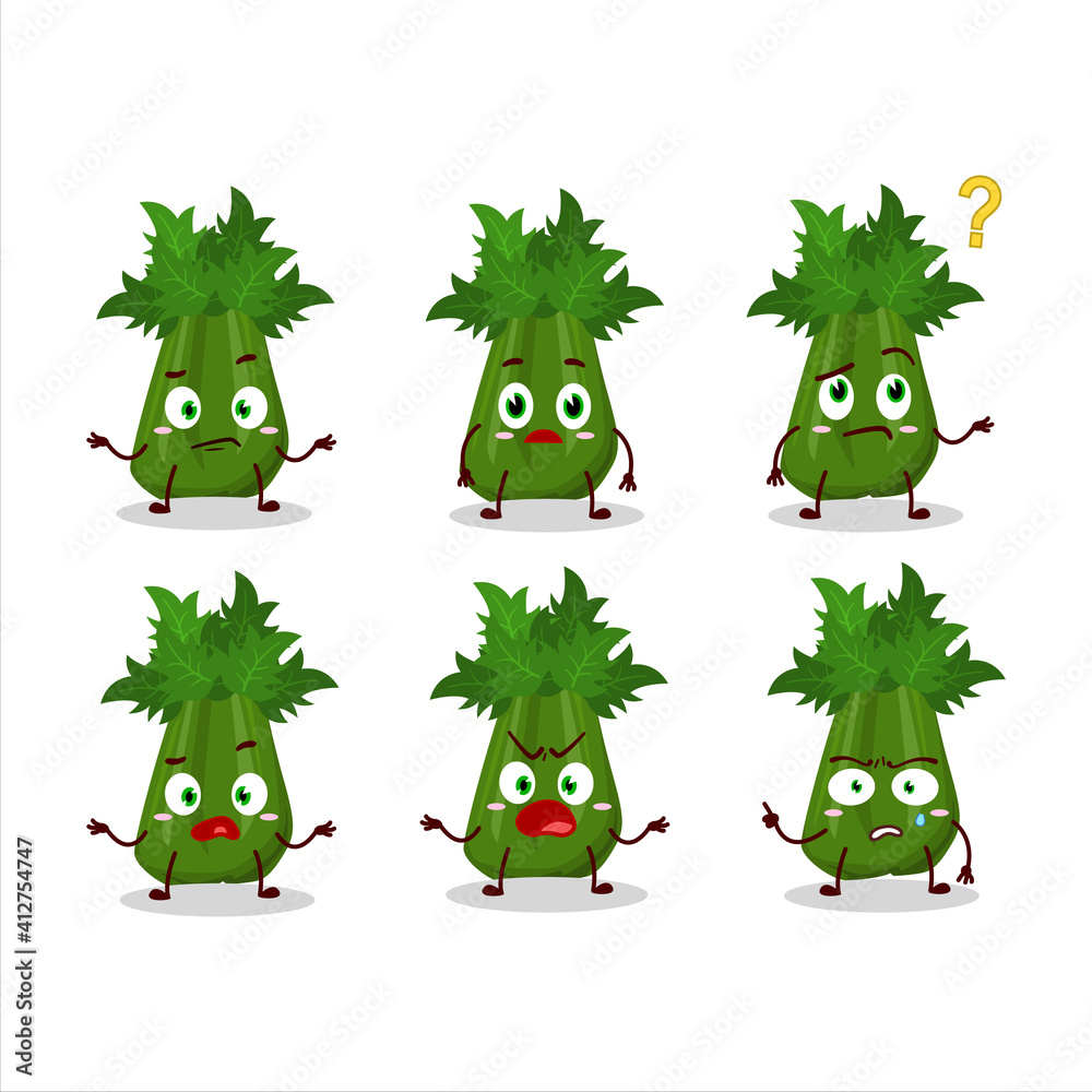 Cartoon character of celery with what expression Cartoon character of celery with what expression