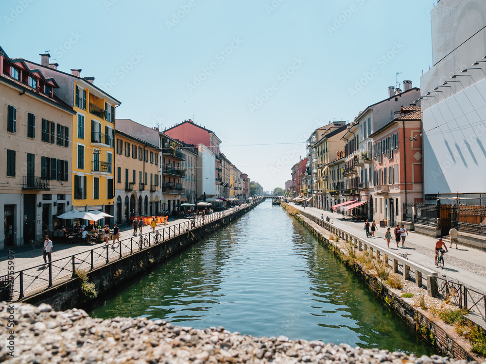 Naviglio Grande and bridge, Milan, Italy