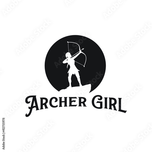 archer girl logo fairy silhouette archer soldier lady exclusive design inspiration