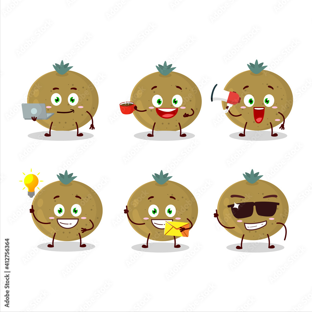 Ceylon gooseberry cartoon character with various types of business emoticons