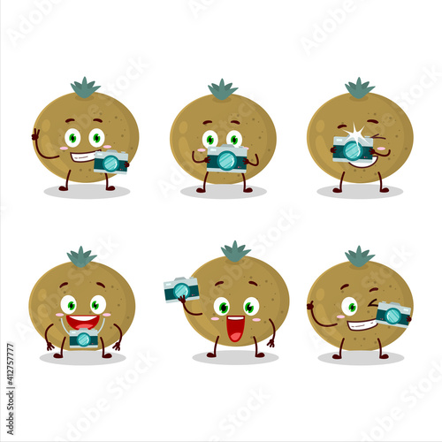 Photographer profession emoticon with ceylon gooseberry cartoon character