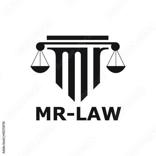 Mr lettering attorney pillar mr law simbol design exclusive inspiration