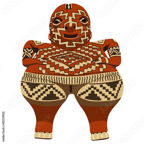 Ancient tribal female figurine. Mexican Venus from Chupicuaro. Pre Columbian art. Musee du quai Branly in Paris. Native American indigenous art.