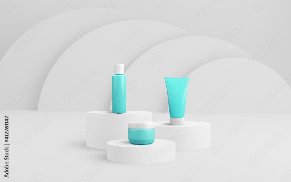 3d geometric white podium for product placement, background for cosmetic product presentation 3d geometric white podium for product placement, background for cosmetic product presentation