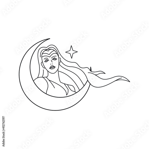 moonlight princess line logo of  dream magic logo exclusive design inspiration 