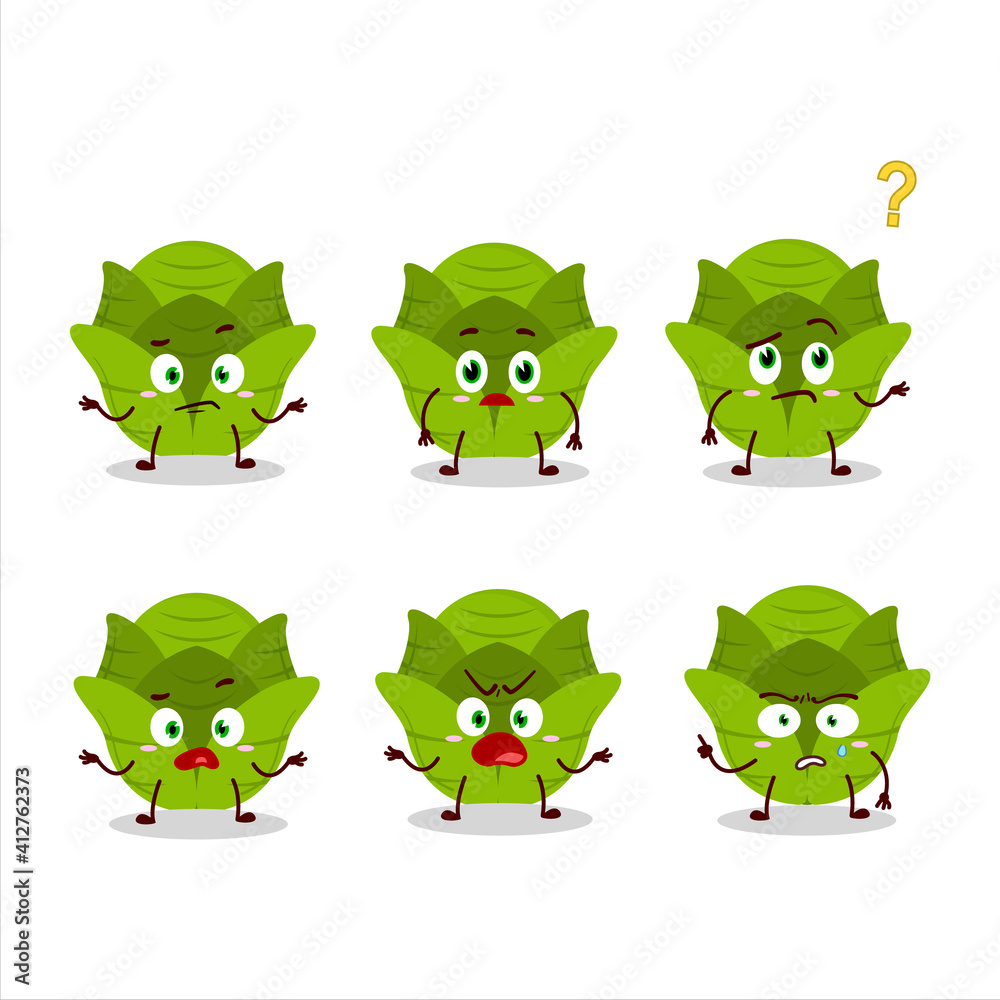 Cartoon character of savoy cabbage with what expression Cartoon character of savoy cabbage with what expression