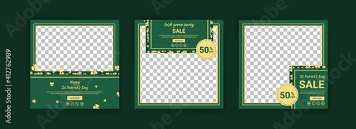 Collections of social media post templates for St.Patrick's Day, sales promotions on St. Patrick's day and have a lucky day.