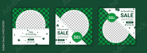 Collections of social media post templates for St.Patrick's Day, sales promotions on St. Patrick's day and have a lucky day.
