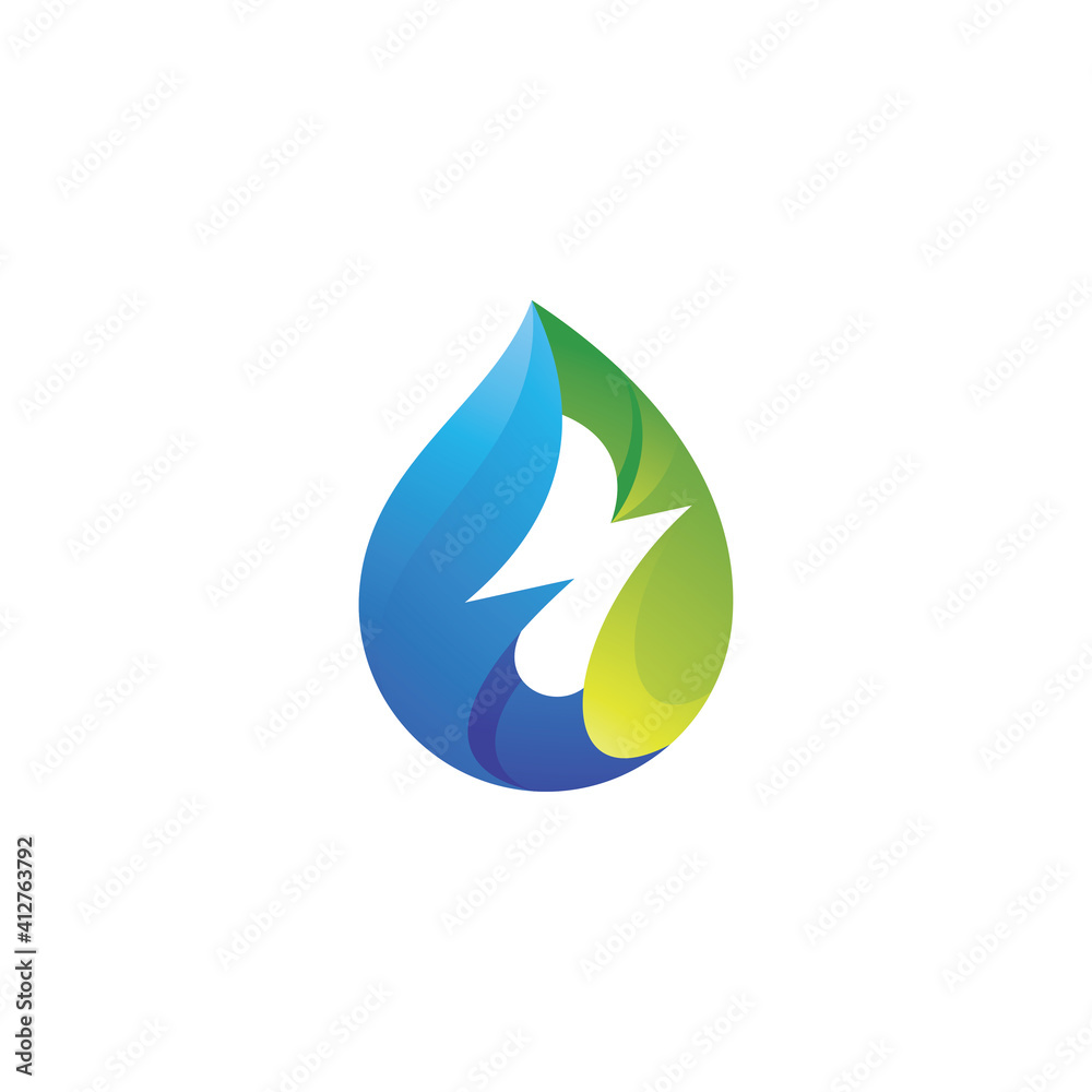 Water Droplet and Lightning Flash Energy Logo Water Droplet and Lightning Flash Energy Logo