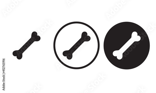 bone dog icon black outline for web site design and mobile dark mode apps Vector illustration on a white background
