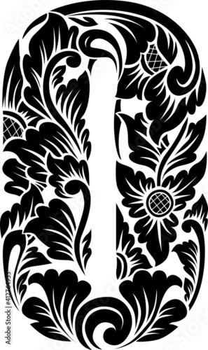 
Letter O vintage floral style decoration