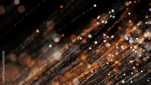 Abstract digital fiber optic lines moving dots background, Dots and connecting with lines shallow depth of field. Magic digital space. Macro shot 3d animation motion graphics.