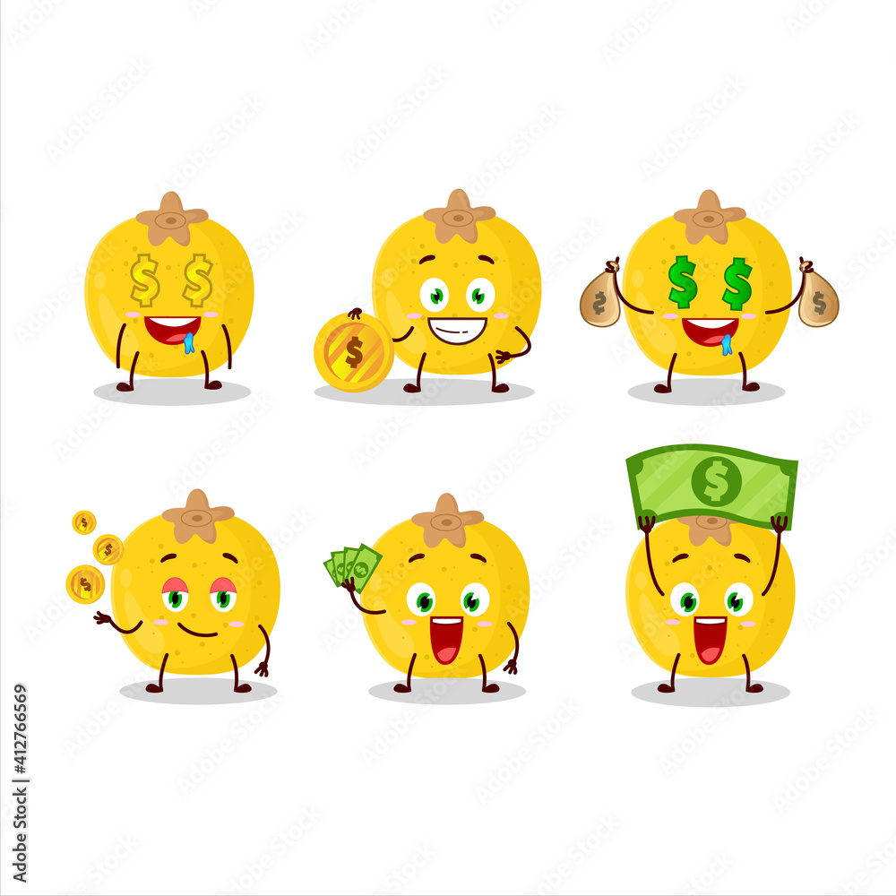Nance fruit cartoon character with cute emoticon bring money Nance fruit cartoon character with cute emoticon bring money