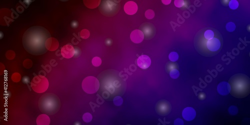 Dark Blue, Red vector backdrop with circles, stars.