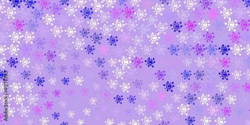 Light Pink, Blue vector background with covid-19 symbols.