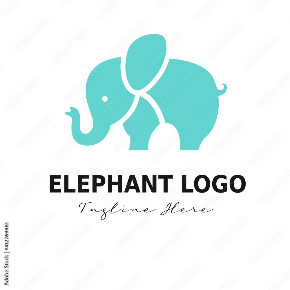 Simple Flat Minimalist Elephant Animal Logo Concept Vector Design. For Education, technology, store, business logo