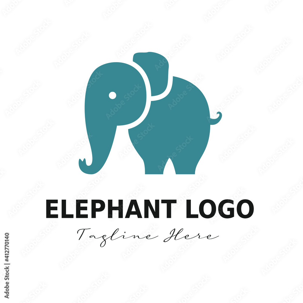Simple Flat Minimalist Elephant Animal Logo Concept Vector Design. For Education, technology, store, business logo