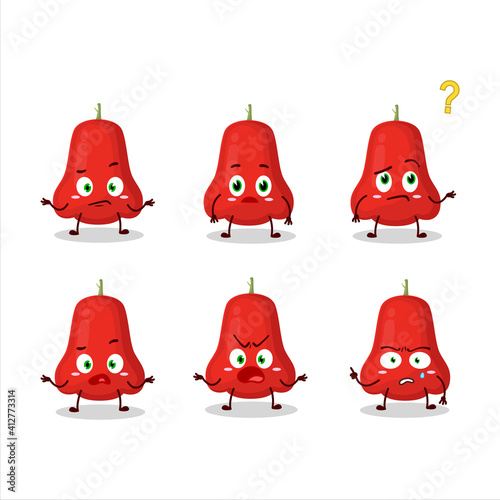 Cartoon character of watter apple with what expression