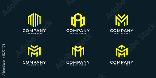 Set of letter m monogram logo design collection