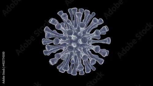 Coronavirus cells or bacteria molecule. Virus Covid-19. Virus isolated on white. Close-up of Flu, view of a virus under a microscope, infectious disease. 3d Rendering animation 4K 30fps