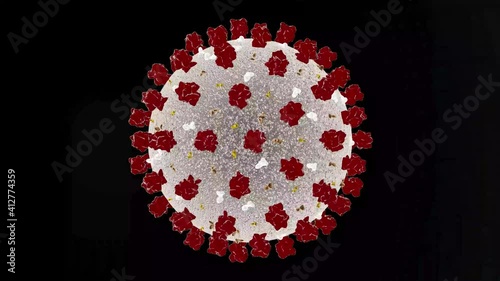 Coronavirus cells or bacteria molecule. Virus Covid-19. Virus isolated on white. Close-up of Flu, view of a virus under a microscope, infectious disease. 3d Rendering animation 4K 30fps