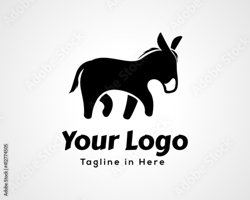 Simple silhouette cartoon donkey horse art logo icon symbol design inspiration illustration